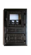Portita soba monobloc cu geam Motive Romanesti neagra 475x295mm
