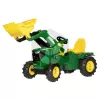 Mini Tractor cu pedale John Deere 6210 R cu incarcator, 1.42 m, verde, cu anvelope pneumatice, pentru copii