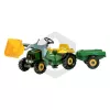 Mini Tractor cu pedale John Deere cu remorca si incarcator, 1.61 m, verde, pentru copii