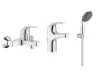 Pachet 3in1 cada Grohe Start Curve, baterie S, set dus, 1 functie, crom, 23768000