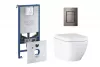 Pachet WC Grohe Euro Ceramic 39554000, suspendat, WC Grohe, cadru Rapid SLX, rimless, solftclose, alb, clapeta grafit lucios