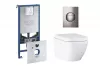 Pachet WC Grohe Euro Ceramic 39554000, suspendat, WC Grohe, rimless, solftclose, alb, clapeta grafit lucios