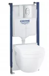 Pachet WC Grohe Euro Ceramic 5in1 39700000, suspendat, cadru, placuta crom, SoftClose, Rimless, alb
