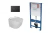 Pachet WC Kielle Gaia 30115001, suspendat, cadru, Rimless, SoftClose, placuta negru mat, alb