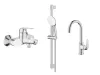 Set 3in1 cada Grohe Swift, baterie lavoar L, coloana dus, 2 functii, ventil, crom, 24335001-12ST