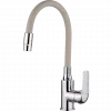 Baterie bucatarie Kuchinox Elza BKE 461D, monocomanda, pipa flexibila, 2 functii, bej-crom