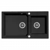 Chiuveta granit Kuchinox Milos SPM 7208, 86x49 cm, reversibila, ventil automat, negru