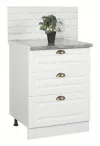 Corp inferior bucatarie MDF Square, 60 cm, 3 sertare, alb
