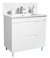Mobilier baie MDF cu lavoar, Seria 033, 80 cm, alb rustic