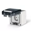 Priza Schuko, aparenta, cu capac, Scame 137.6407, alba, grad de protectie IP66
