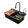 Set chiuveta multifunctionala smart Badenmob, inox negru/gri antracit, afisaj digital, baterie si accesorii incluse, 75 x 46 cm