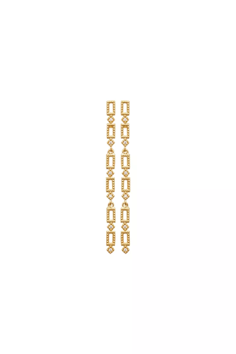 Cercei placati cu Aur de 18k si Zirconii, 4.5 cm 