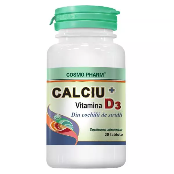 Calciu + vit.D3,30 comprimate(Cosmopharm)