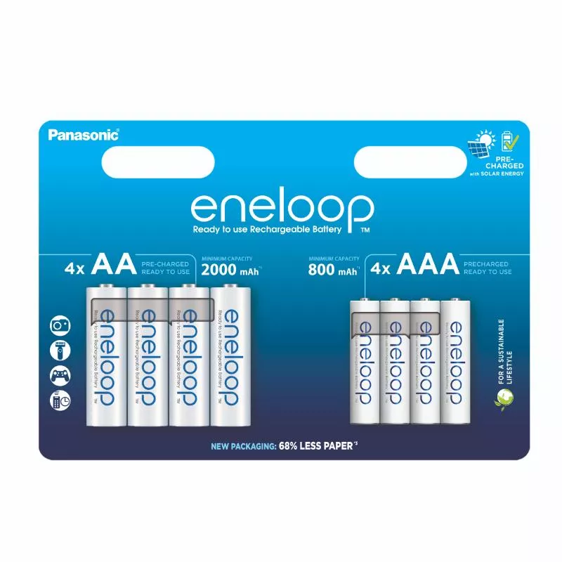 Eneloop Acumulatori Ni-Mh 1.2V AA R6 2000mAh Preincarcati si AAA R3 800mAh Blister 8