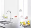 Baterie bucatarie Grohe 101069DC01, Blue Home, inalta, tip C, pentru racitor Blue Home, mat, otel satinat