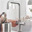 Baterie bucatarie Grohe 101070DC01, Blue Home, inalta, tip U, pentru racitor Blue Home, mat, otel satinat