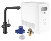 Baterie bucatarie Grohe 31326KS2, Blue Professional, inalta, tip L, filtrare, apa carbogazoasa, dus, mat, negru