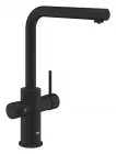 Baterie bucatarie Grohe 30590KF0, Blue Pure Minta, inalta, tip L, dus extractabil, filtrare, necesita filtru, mat, negru