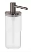 Dozator sapun lichid Grohe 40306A03, Atrio, 160 ml, sticla, metal, fara suport, lucios, grafit