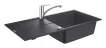 Pachet chiuveta bucatarie Grohe 31884AP0, Via, quartz, pe blat, 1000 x 500 mm, baterie Grohe, negru/crom