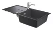 Pachet chiuveta bucatarie Grohe 31884AP0, Via, quartz, pe blat, 1000 x 500 mm, baterie Grohe, negru/crom