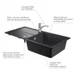 Pachet chiuveta bucatarie Grohe 31884AP0, Via, quartz, pe blat, 1000 x 500 mm, baterie Grohe, negru/crom
