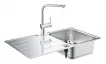 Pachet chiuveta Grohe 31573SD1, Minta, 860 x 500 mm, montare pe blat, baterie inalta, 3/8'', tip L, dus, crom