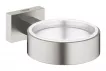 Suport pahar/dozator Grohe 40508DC1, Essentials Cube, pe perete, metal, mat, otel satinat