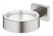 Suport pahar/dozator Grohe 40508DC1, Essentials Cube, pe perete, metal, mat, otel satinat