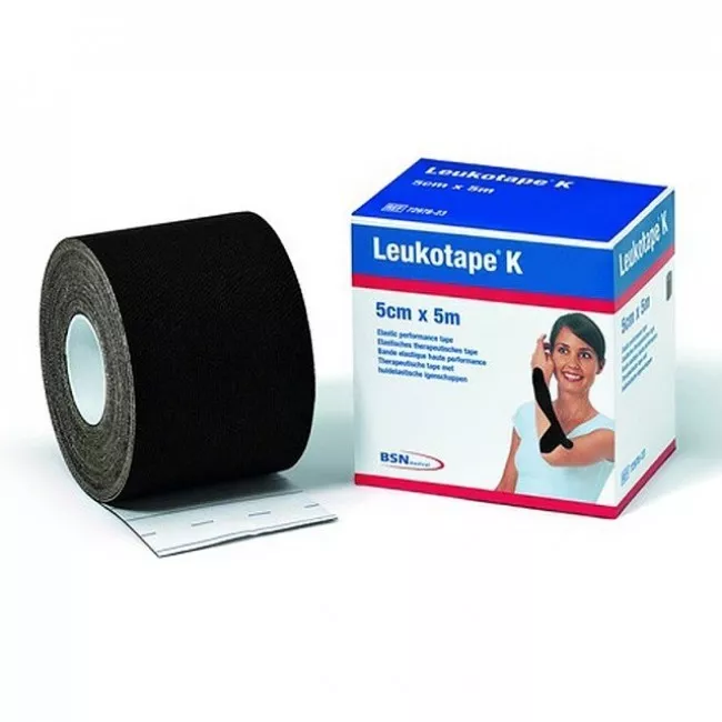 Banda kinesiologica hipoalergenica Leukotape K 5cm x 5m Negru, [],pharmazone.ro