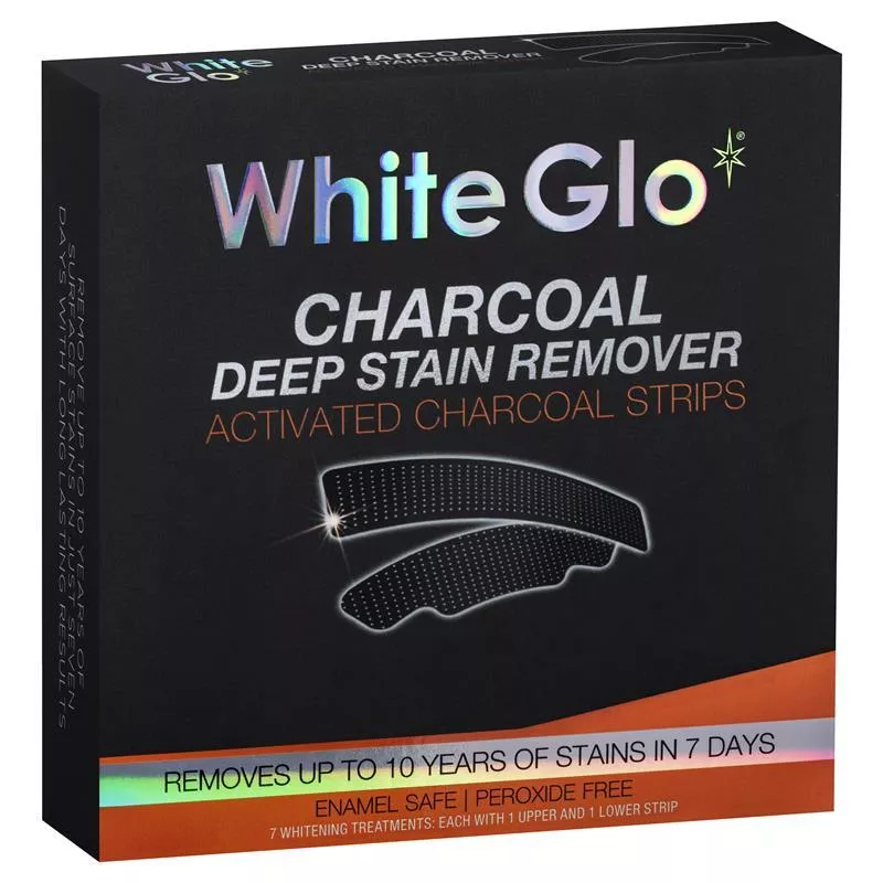 Benzi pentru albirea dintilor White Glo Charcoal Deep Stain Remover, [],pharmazone.ro