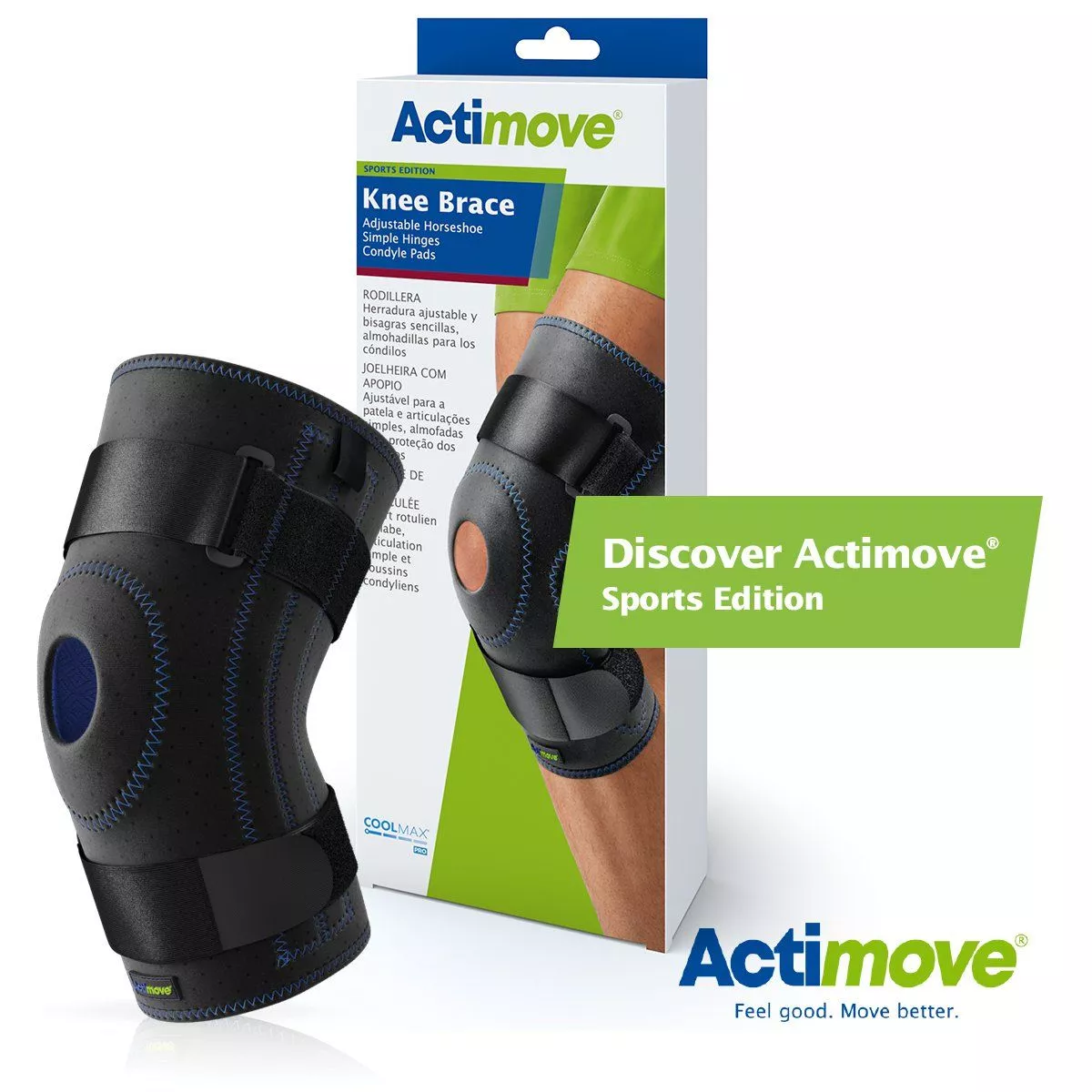 Orteza pentru genunchi mobila, cu tije laterale, Actimove Knee Brace M(circumferinta 40-46 cm), [],pharmazone.ro