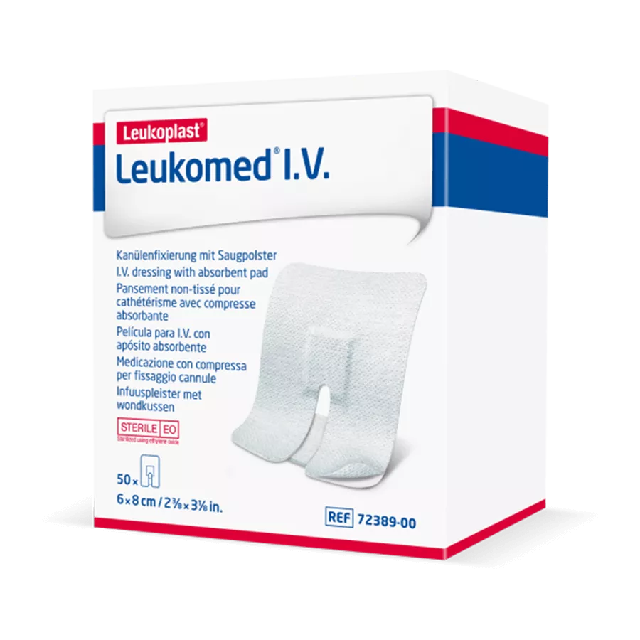 Plasturi fixare branula Leukomed IV, cutie 50buc, 6cmx8cm