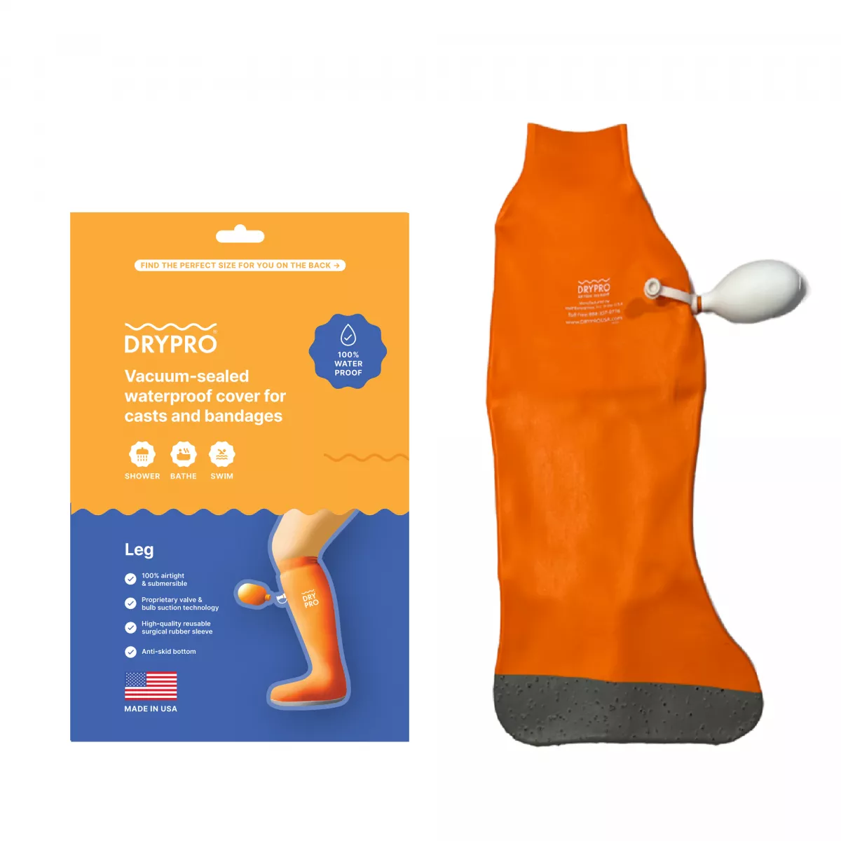 Protectie impermeabila de picior DryPro, pana la coapsa, marime S, circumferinta piciorului 35-42 cm, lungime protectie 74cm