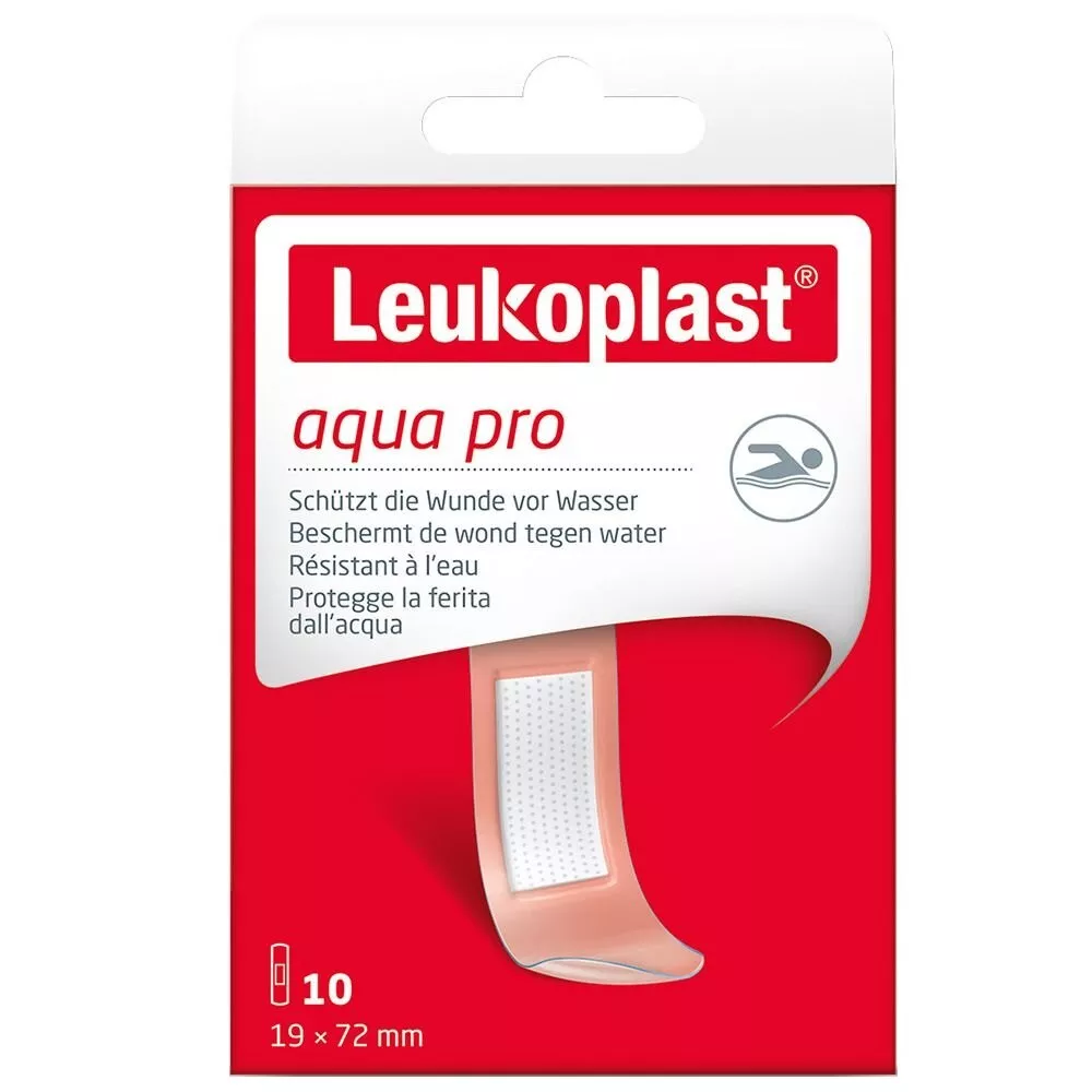 Set plasturi rezistenti la apa Leukoplast Aqua Pro, set 10 bucati, dimensiune 1,9cmx7,2cm , [],pharmazone.ro