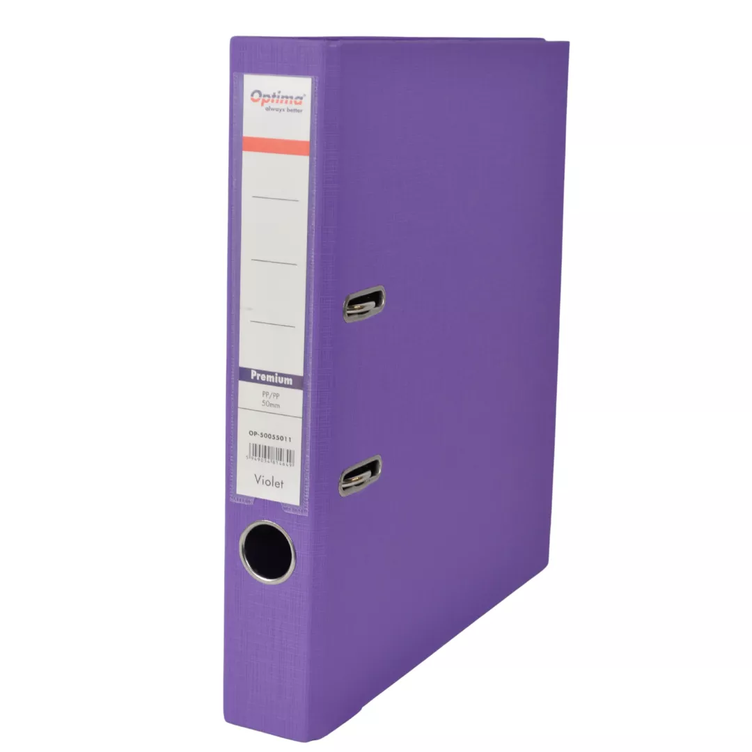 Biblioraft A4, plastifiat PP/PP, margine metalica, 50 mm, Optima Premium - violet