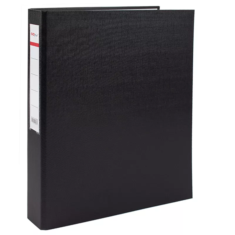 Caiet mecanic carton plastifiat A4, 4 inele EVOffice - negru