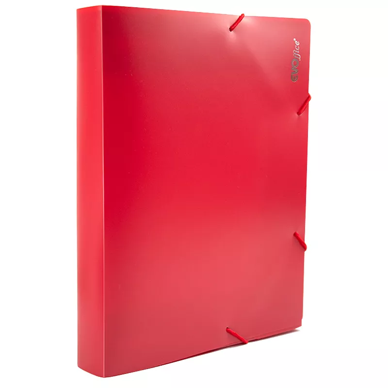 Mapa plastic rigid cu elastic si burduf 40 mm, culoare rosu EVOffice
