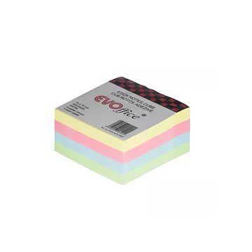 Notes autoadeziv cub color 75*75 mm, 400 file, 4 culori pastel EVOffice