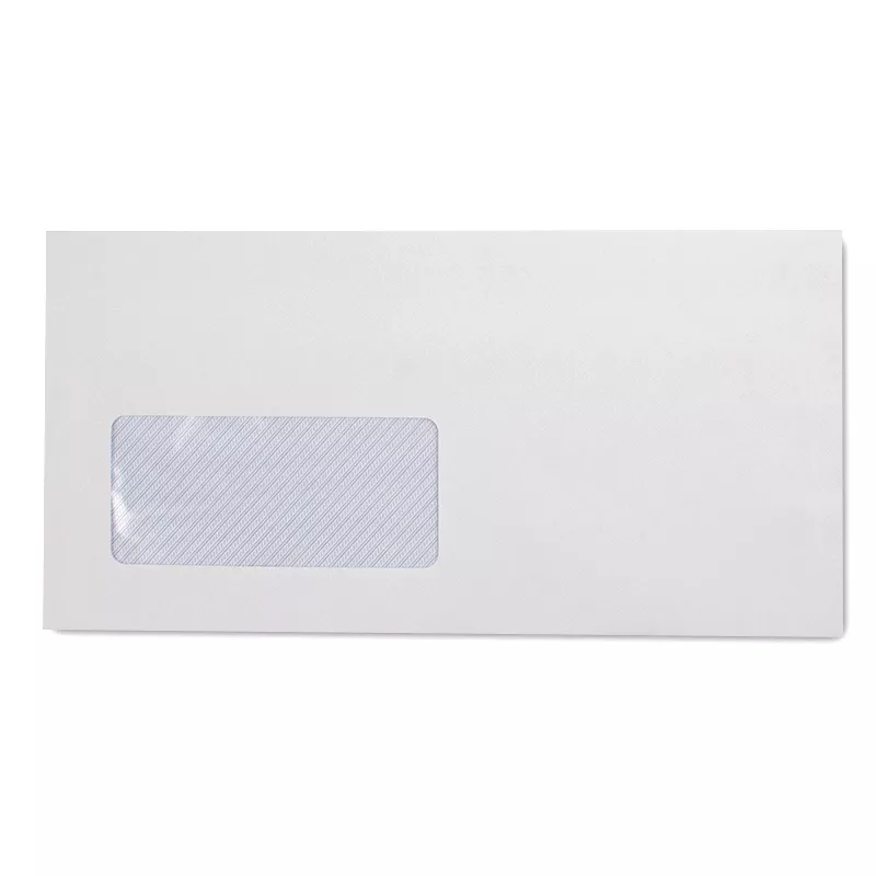 Plic DL (110*220 mm) alb, siliconic cu fereastra stanga  80 gr/mp