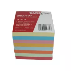 Rezerva cub 9*9(+/-3%) cm tiplat, hartie color 80 g, 800 file (4 culori pastel + 4 culori neon)