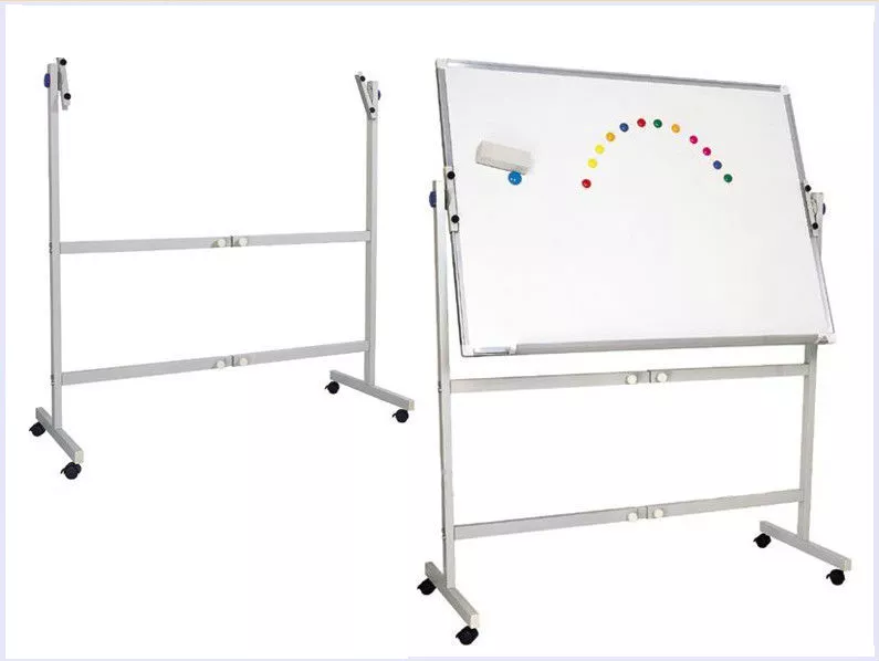 Whiteboard magnetic rotativ cu 2 fete, rama aluminiu si suport mobil 90x120 cm EVOffice, [],crtbirotica.ro