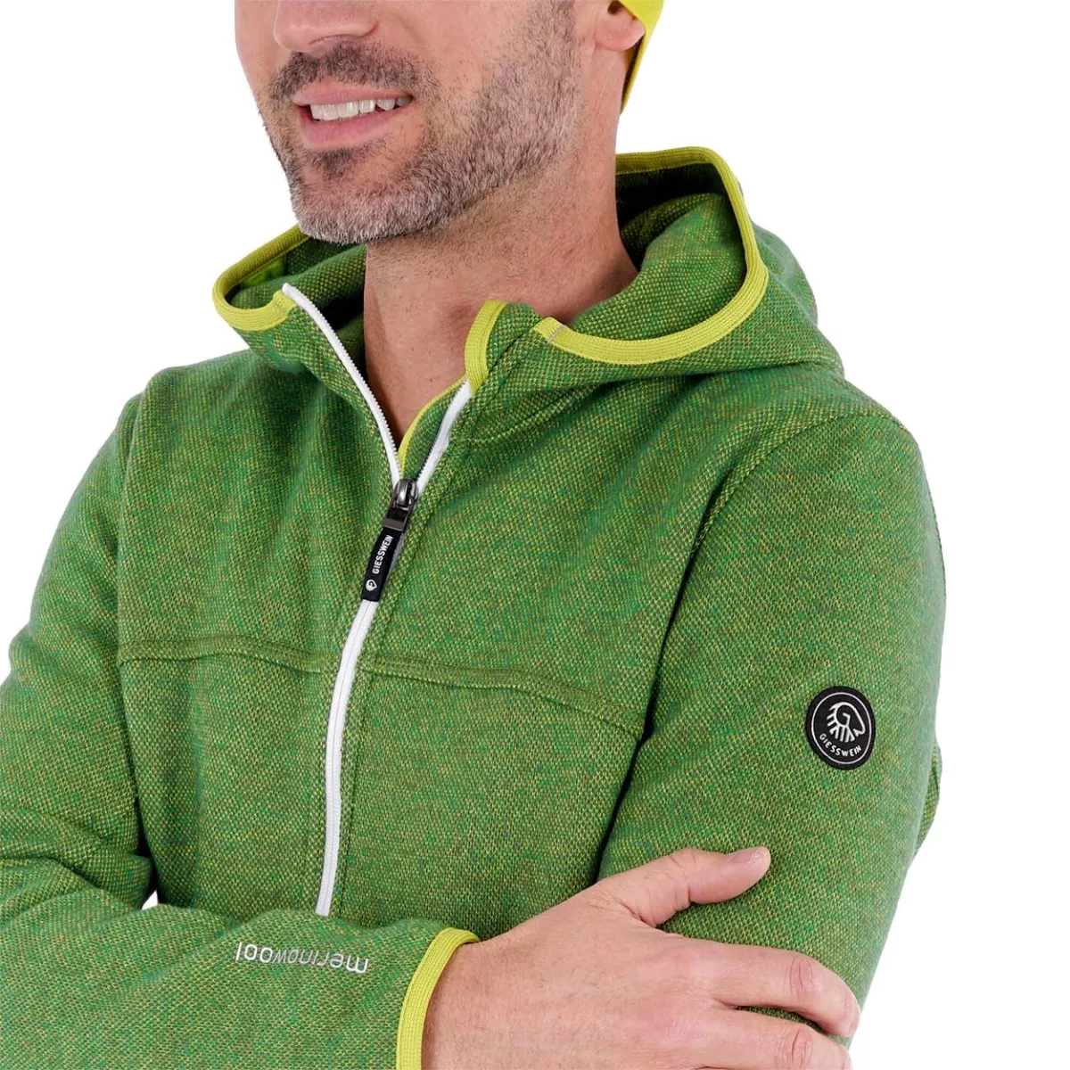 Hanorac barbatesc din lana merinos, model Sven, verde 52