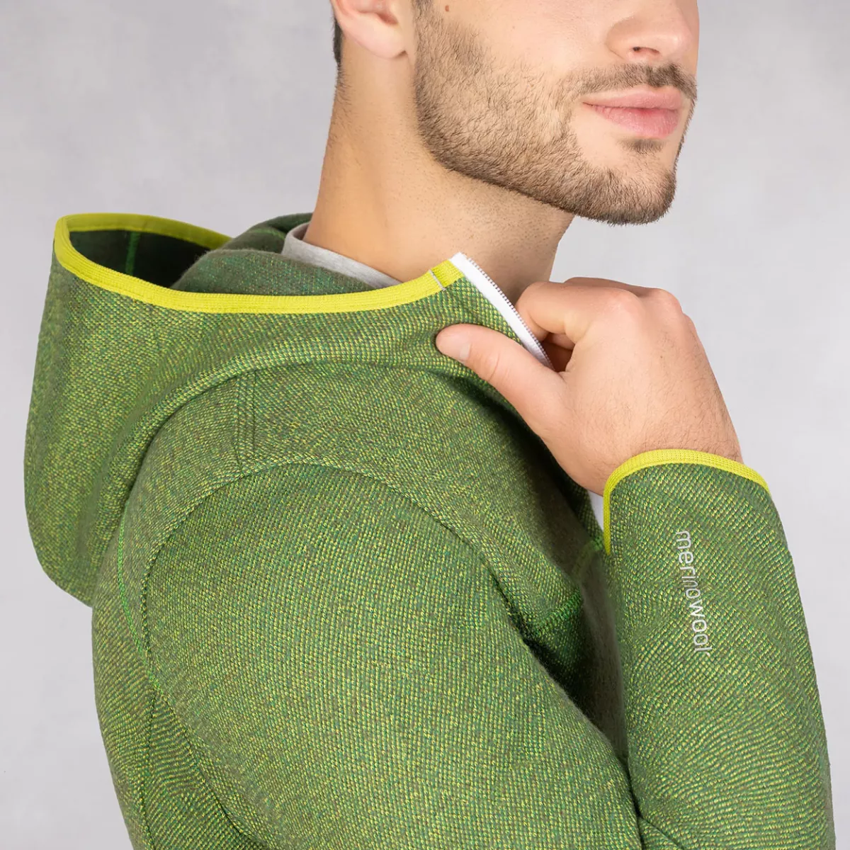 Hanorac barbatesc din lana merinos, model Sven, verde 54