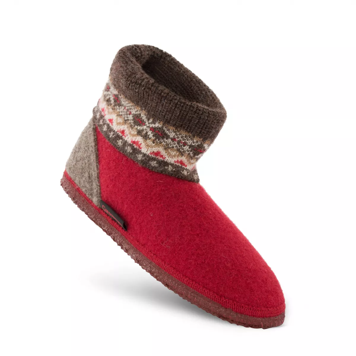 Papuci de casa din lana, model Kristiansand,unisex, rosu 36