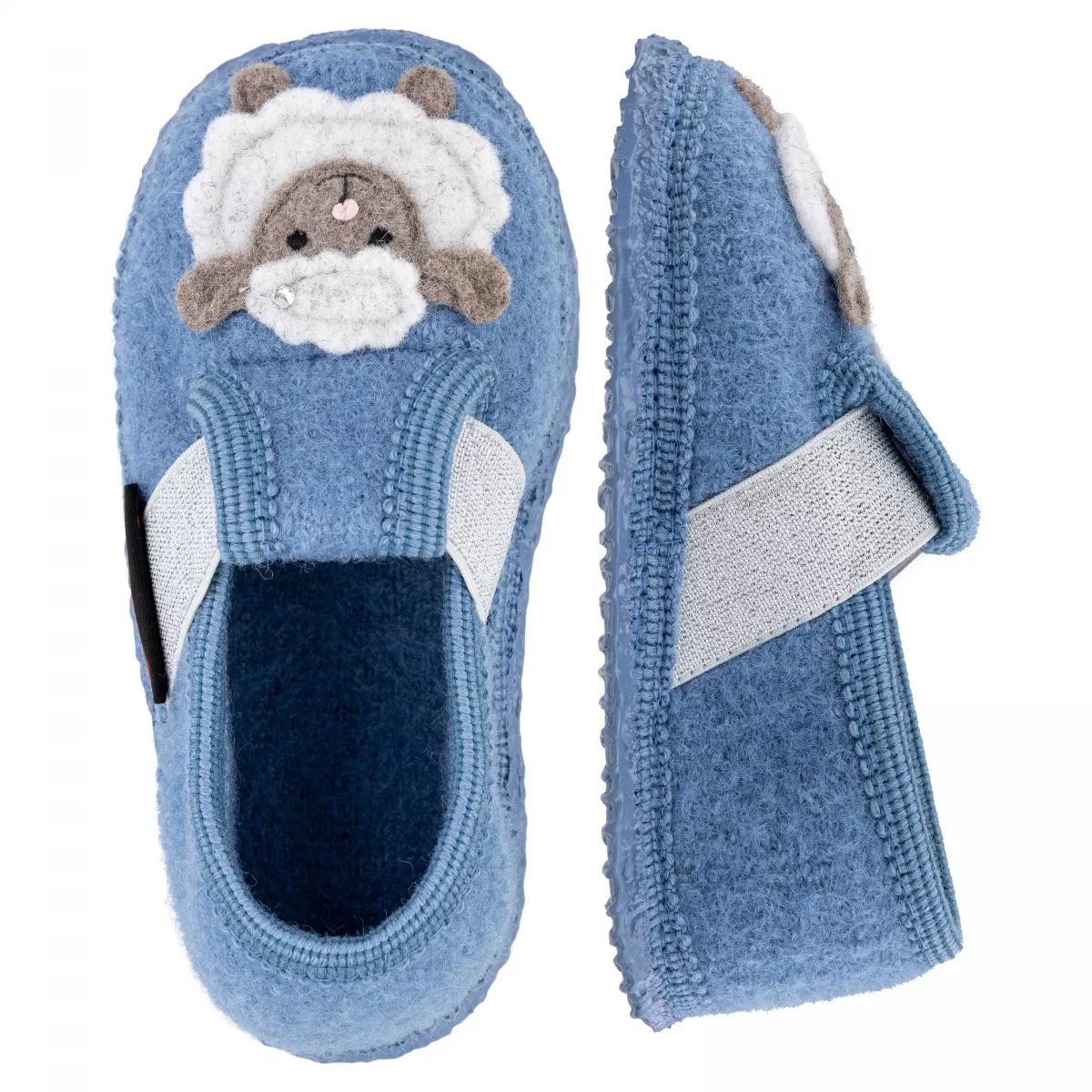 Papuci de casa din lana, model Trendlburg, albastru 31