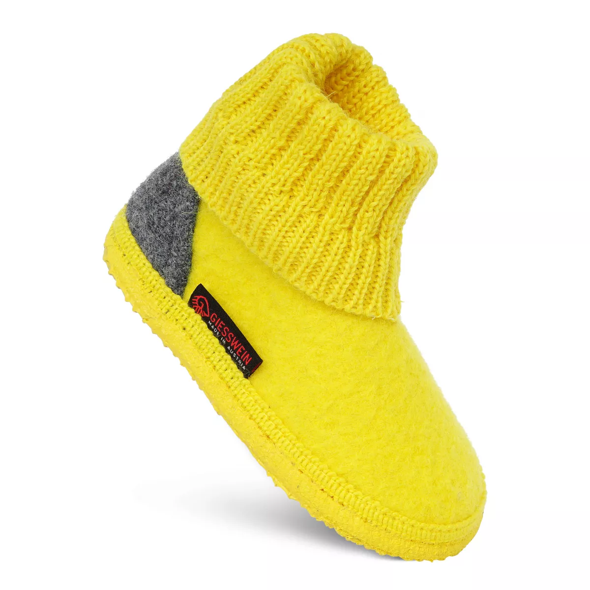 Papuci de casa din lana pentru copii, model Kramsach, galben 27