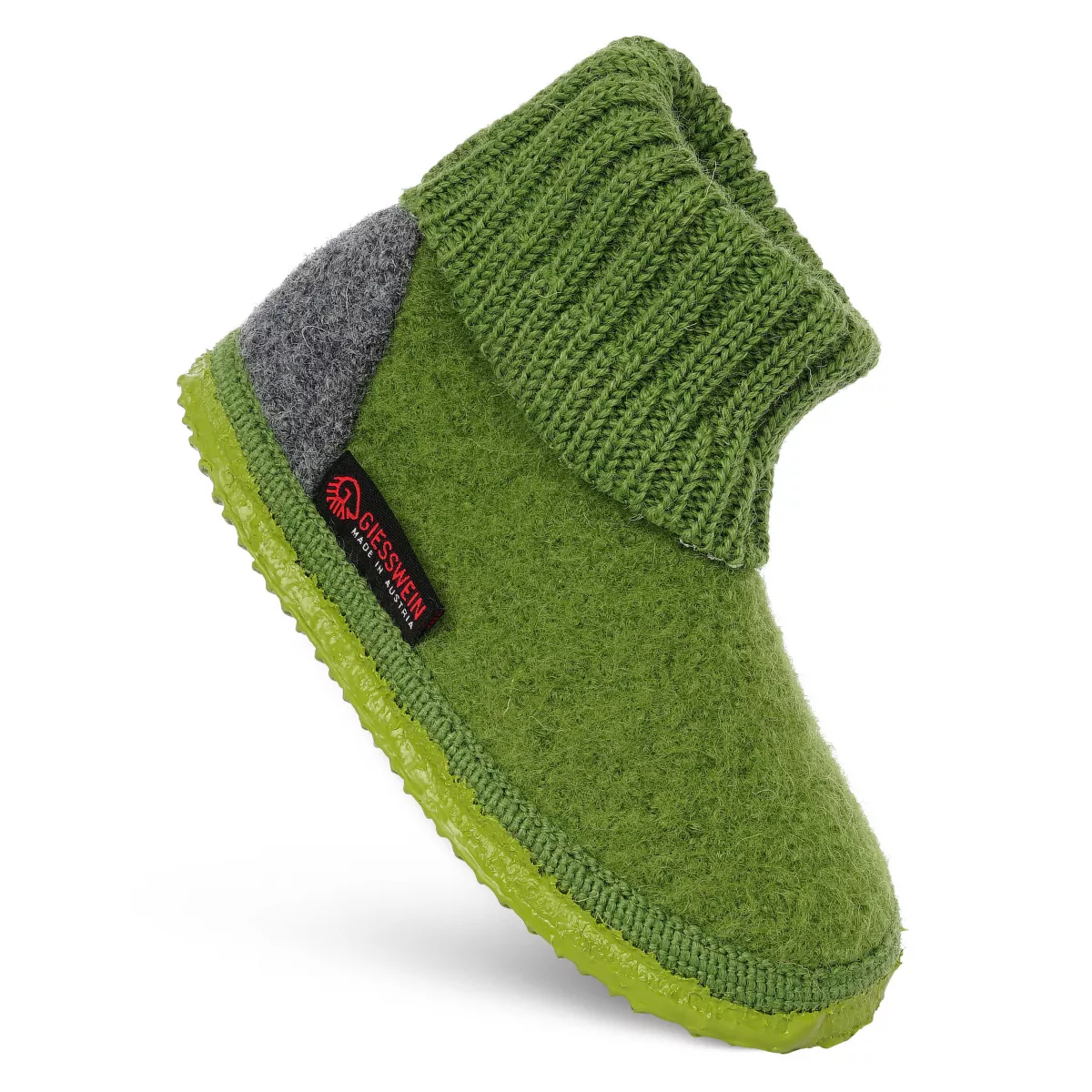 Papuci de casa din lana pentru copii, model Kramsach, verde 30