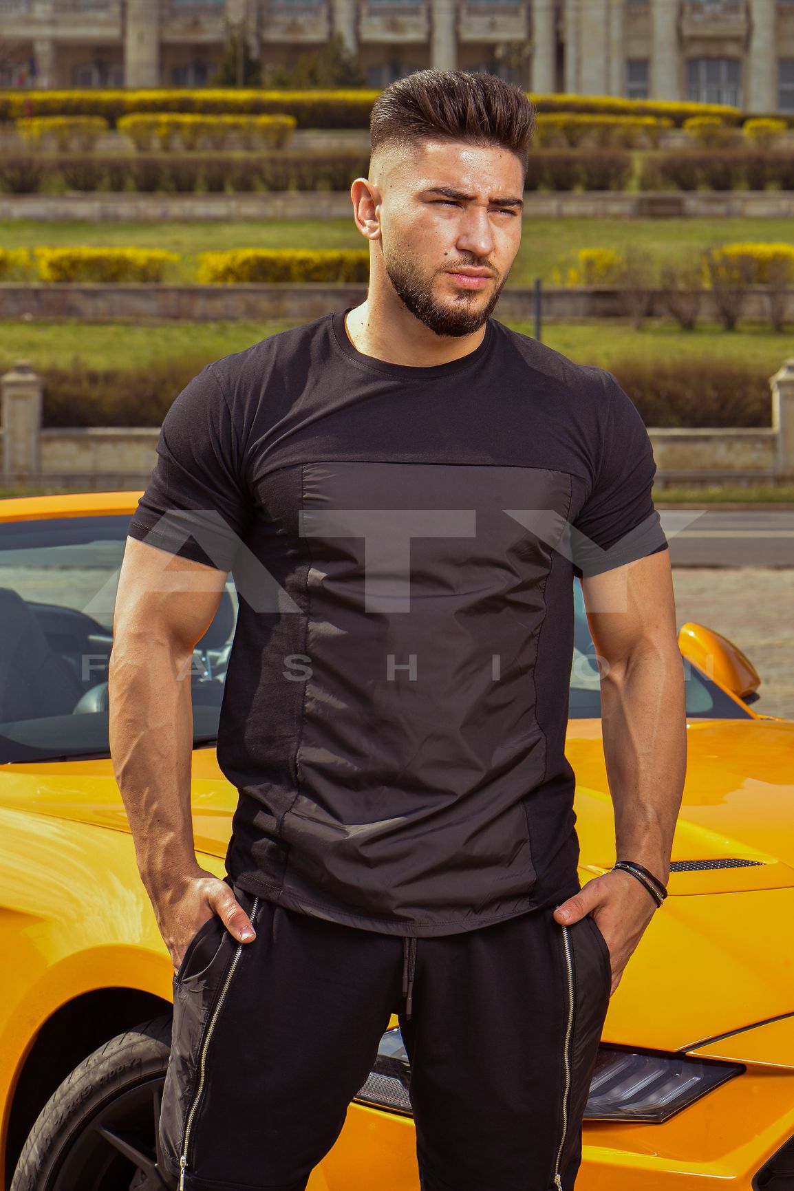 Tricouri Tricou TR124 Negru S TR124-negru-s atyfashion.ro