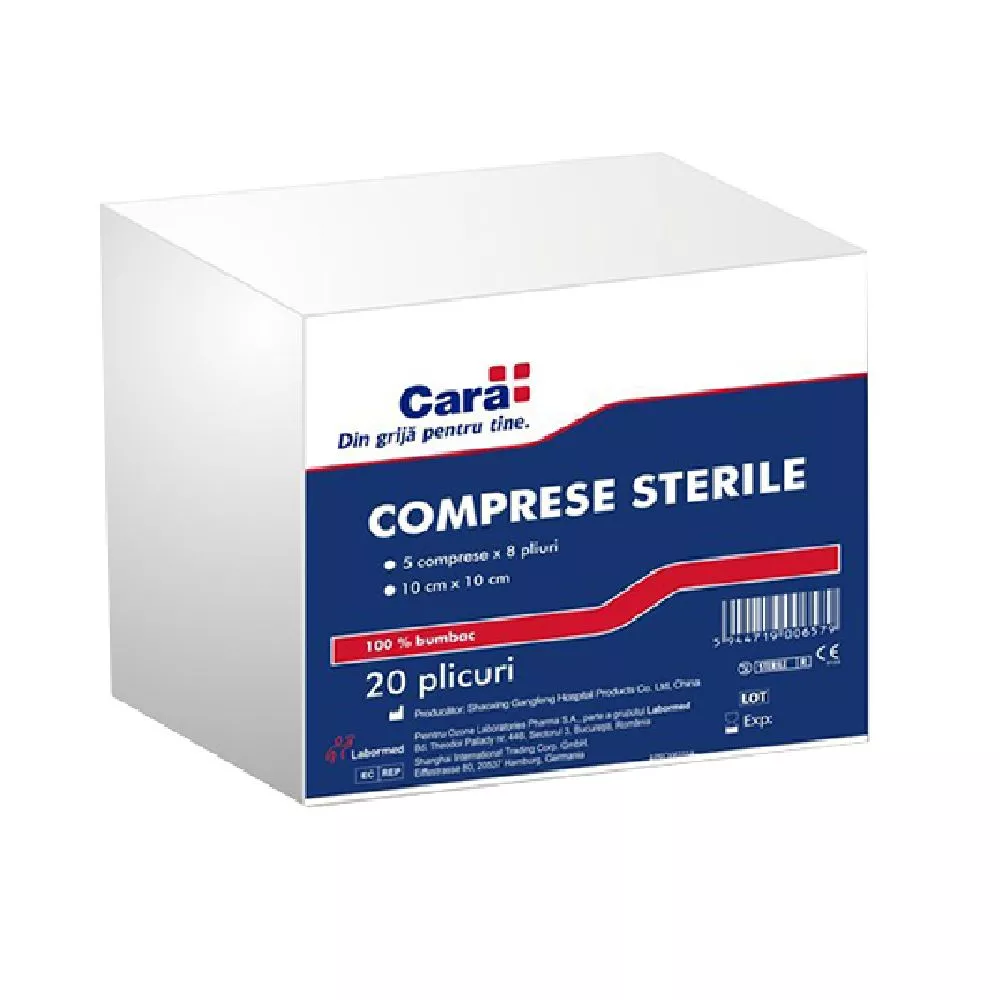 COMPRESE STERILE CARA 10/10CM (20 PACHETE)